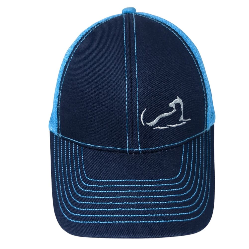 Fox Strapback Baseball Cap Blue One Size Adjustable Embroidered Mesh Back Ha